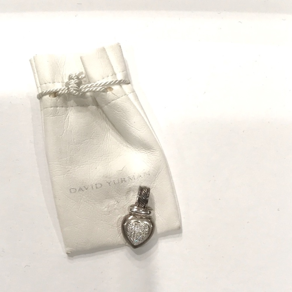 DAVID YURMAN Diamond Heart Pendant Enhancer .925 Sterling Silver 18k White Gold